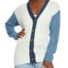 Color Block Button Front Cardigan