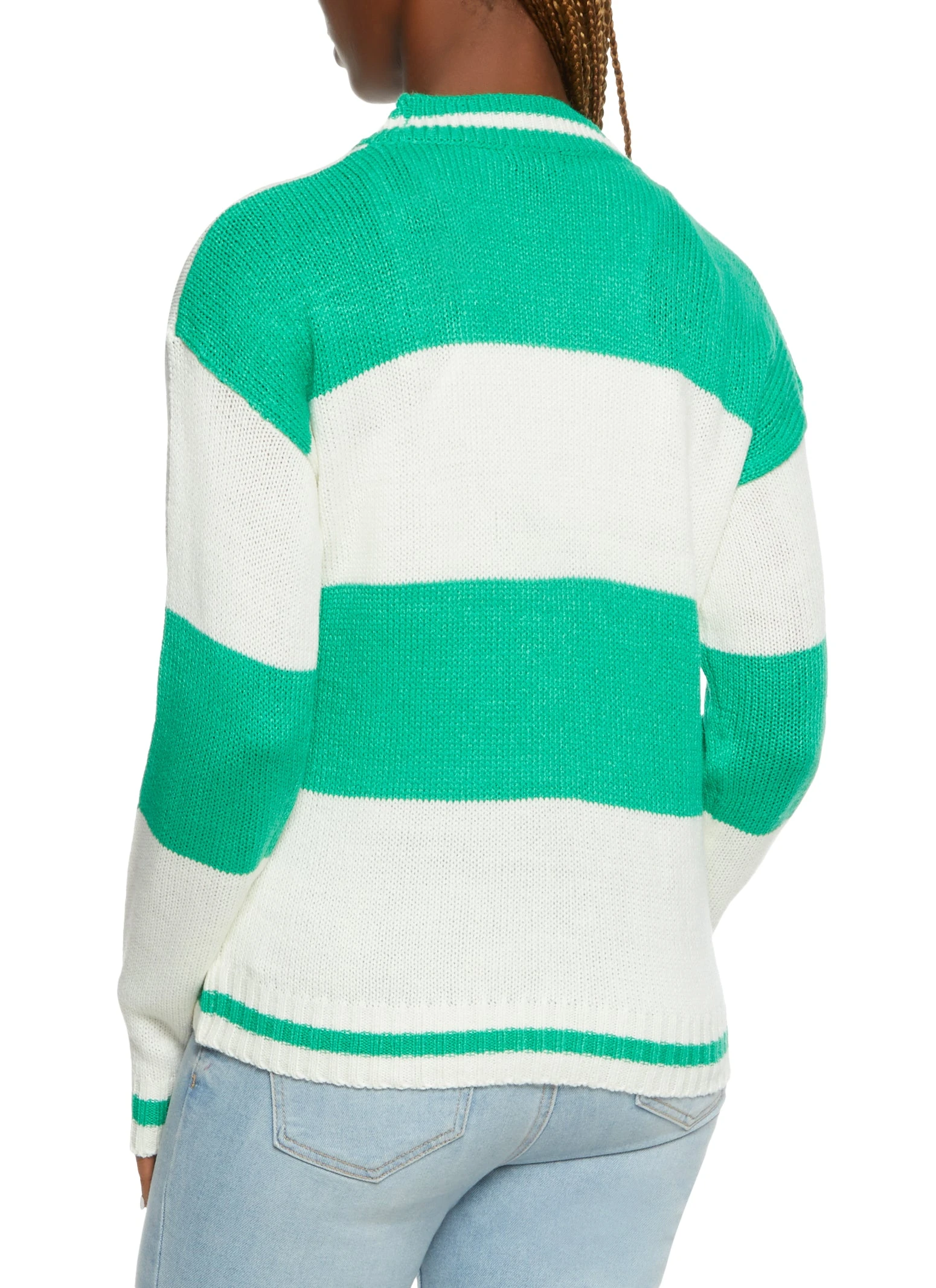 S Initial Chenille Patch Color Block Cardigan - Image 2