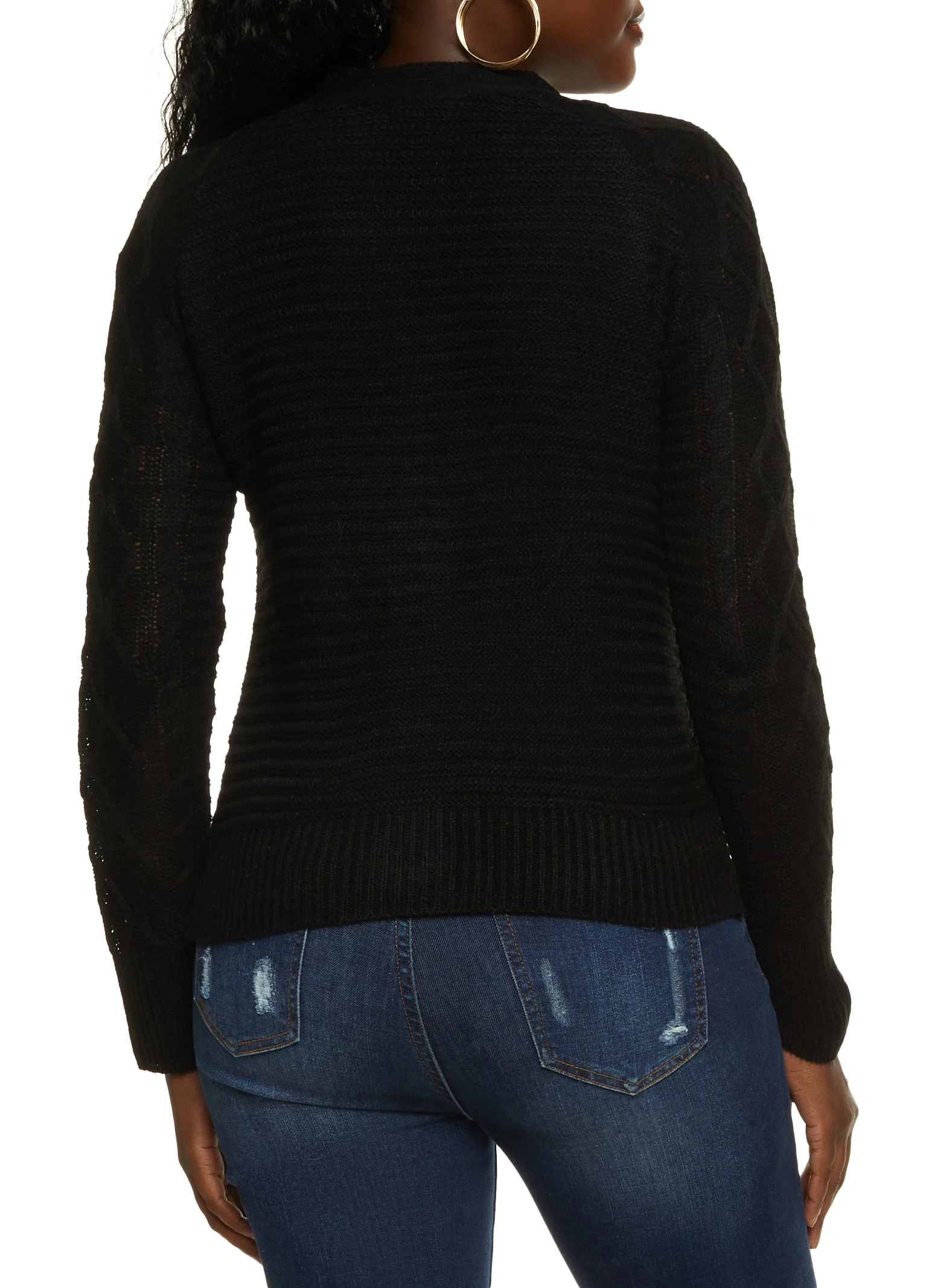 Cable Knit Button Front Cardigan Sweater - Image 2