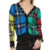 Plaid Patch Distressed Cardigan