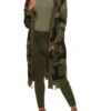 Camo Print Distressed Hem Long Cardigan