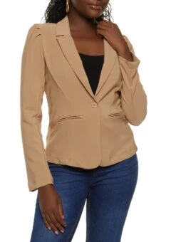 Puff Shoulder Fitted Blazer