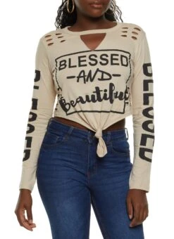 Laser Cut Blessed And Beautiful Graphic Tee