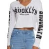 Brooklyn Long Sleeve Cropped Graphic Tee