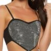 Rhinestone Studded Cropped Heart Top