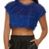 Eyelash Knit Crew Neck Crop Top