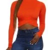 Seamless Cable Knit Tulip Hem Crop Top