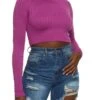Seamless Cable Knit Long Sleeve Crop Top
