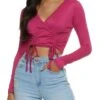 Faux Wrap Ruched Detail Crop Top