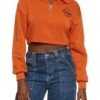 Out Of Your League Embroidered Half Zip Cropped Sweatshirt
