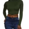 Ambiance Mock Neck Lace Up Crop Top