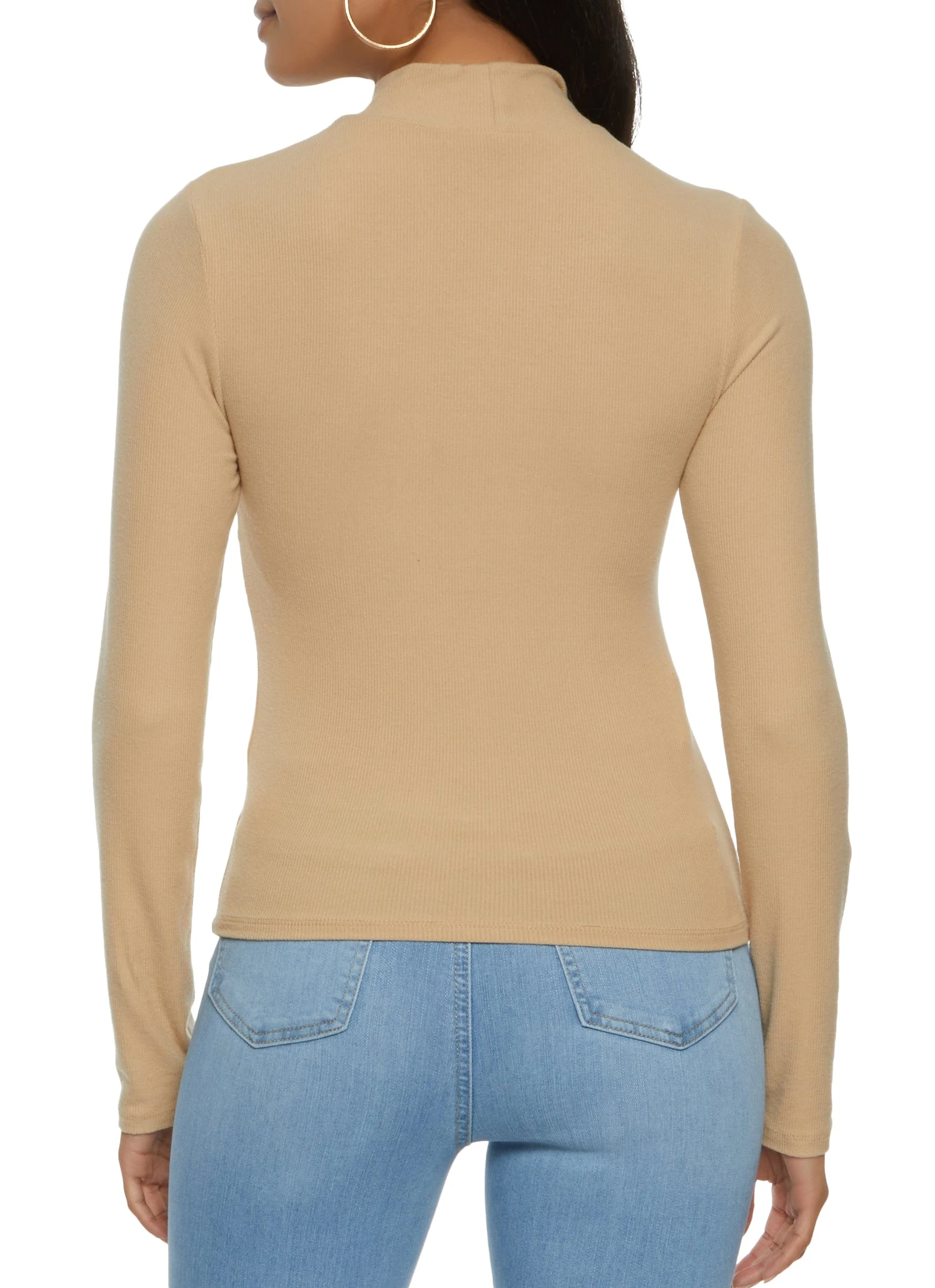 Ambiance Ribbed Mock Neck Long Sleeve Top - Image 2
