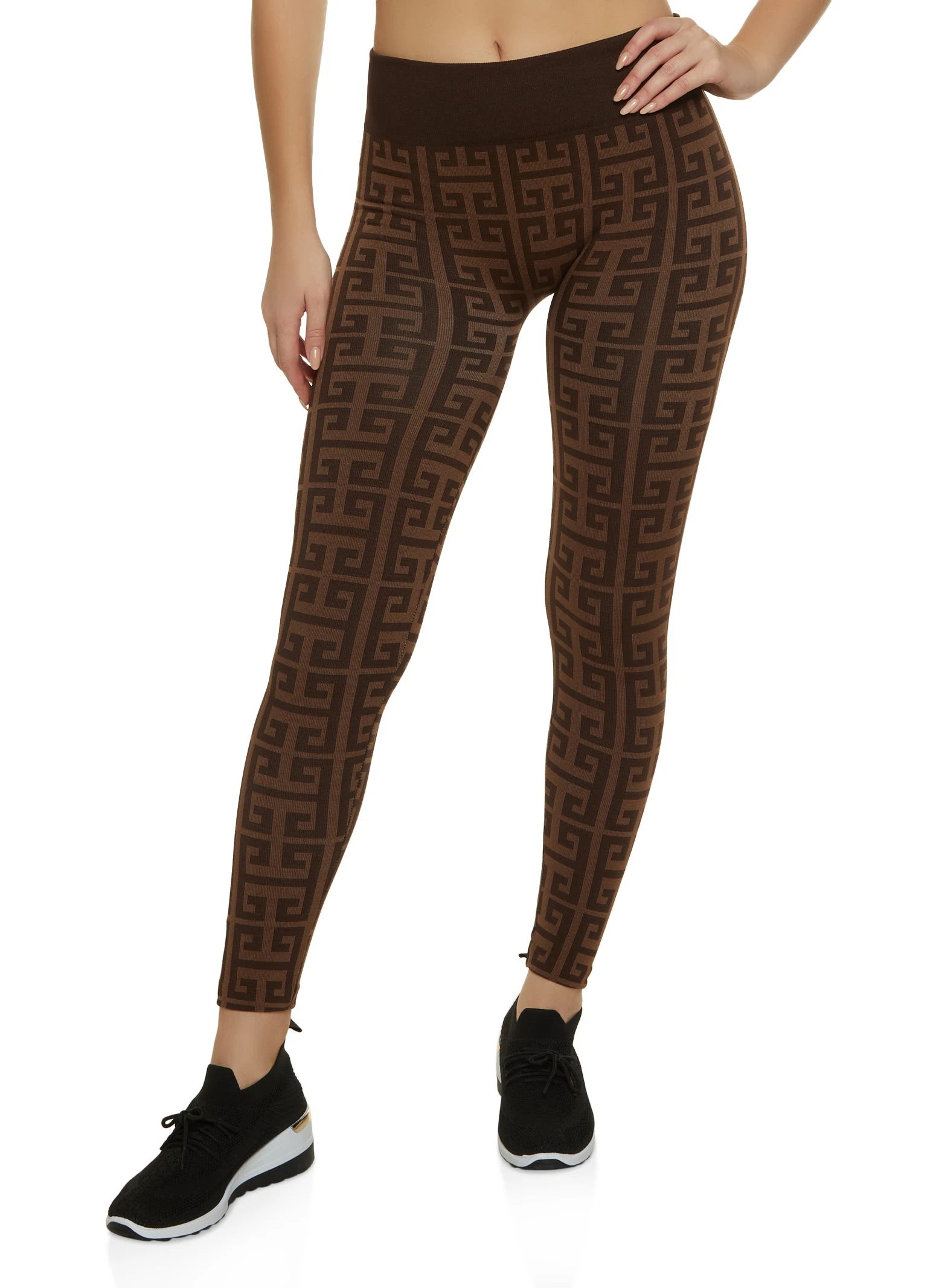 Seamless Greek Key Fleece Lined Leggings