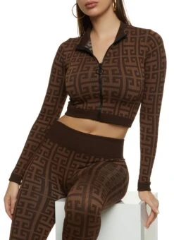 Seamless Greek Key Zip Front Track Jacket