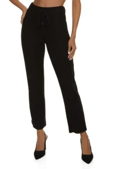 Drawstring Ribbed Straight Leg Pants