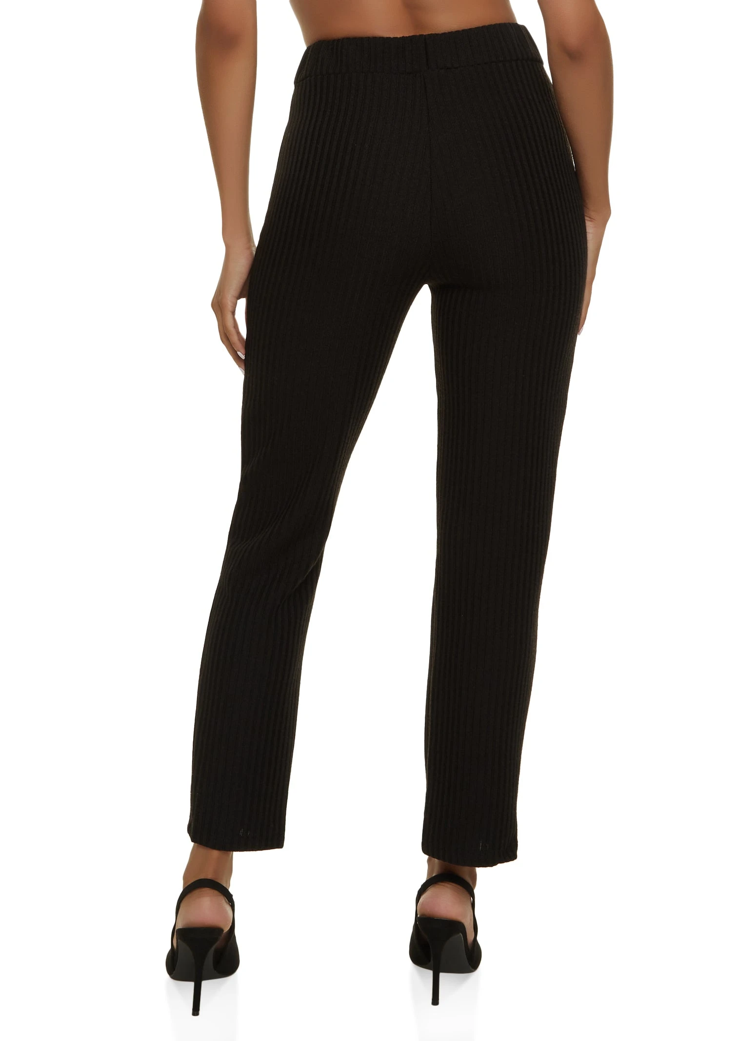Drawstring Ribbed Straight Leg Pants - Image 2