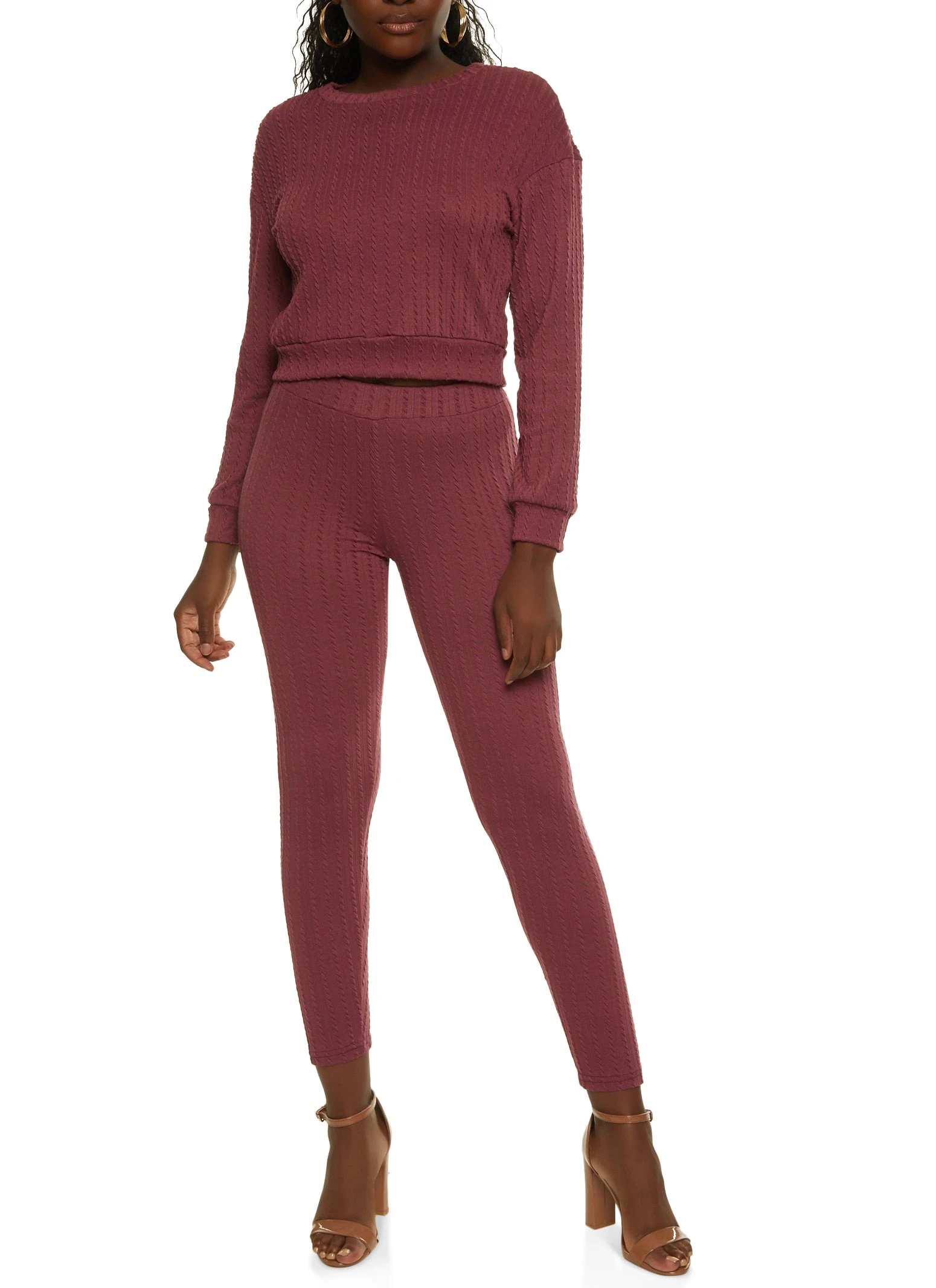 Textured Knit Pullover Sweatshirt - Image 2