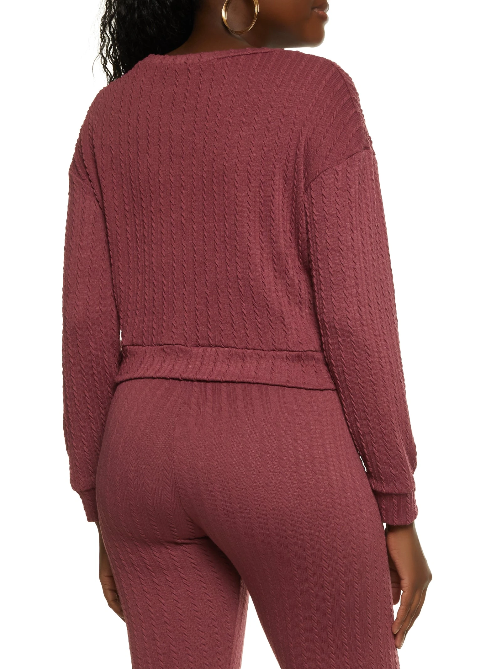 Textured Knit Pullover Sweatshirt - Image 3
