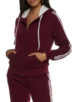 Varsity Stripe Zip Front Hoodie