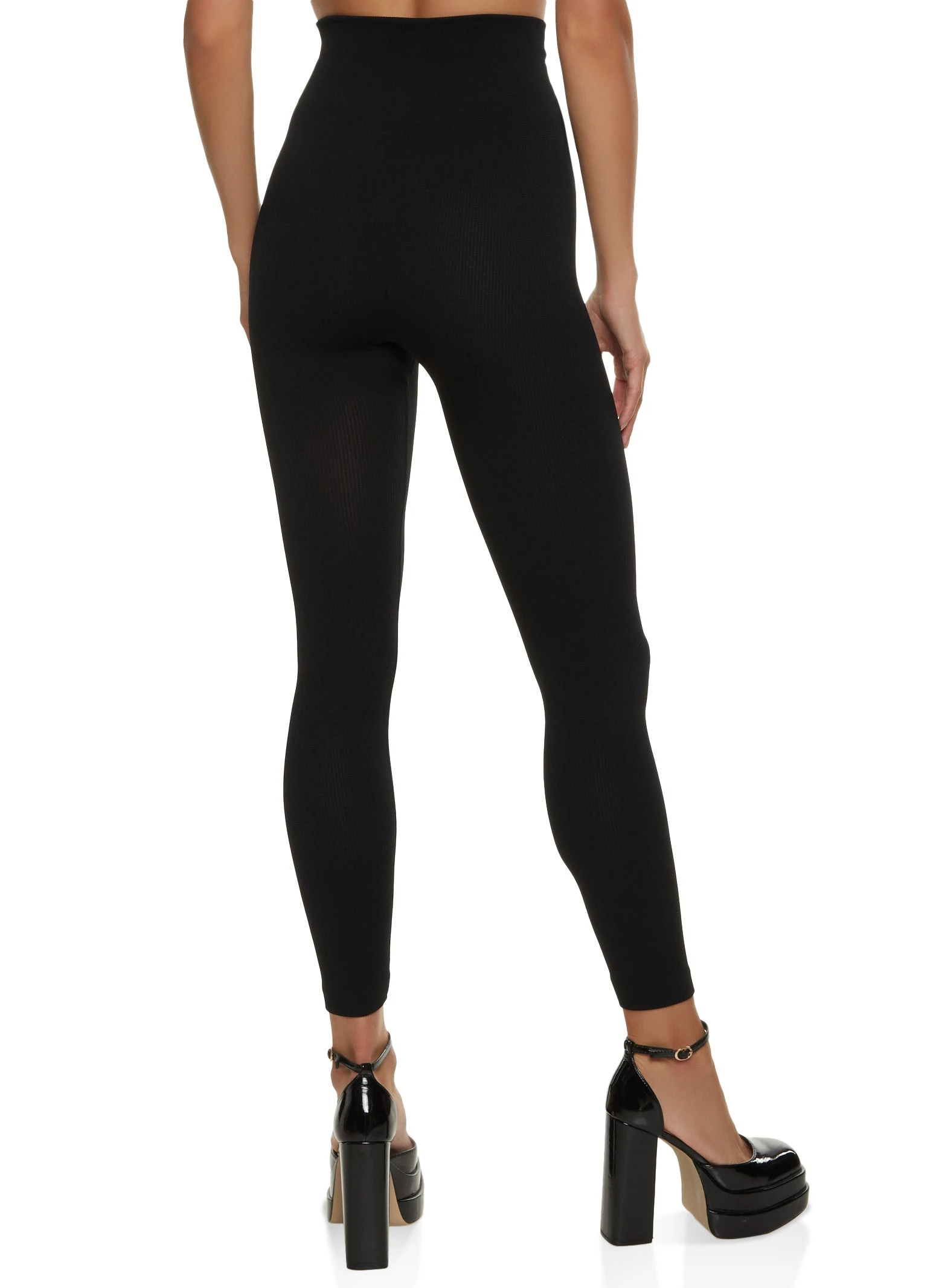 Seamless Ribbed High Waist Leggings - Image 2