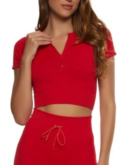 Seamless Half Zip Active Crop Top