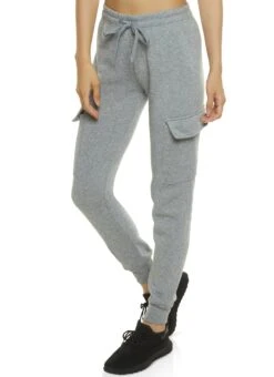 Solid Drawstring Cargo Pocket Joggers