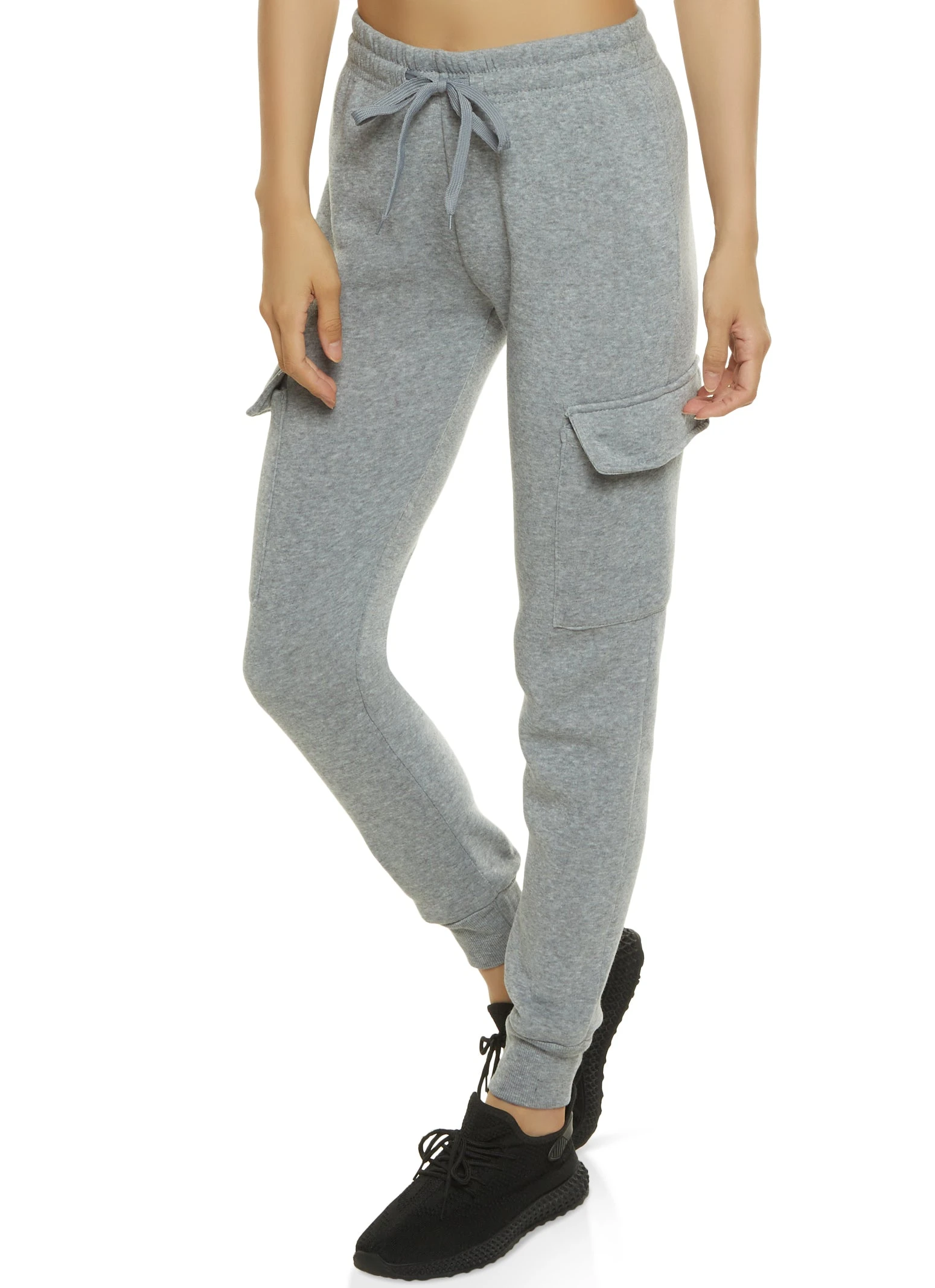 Solid Drawstring Cargo Pocket Joggers