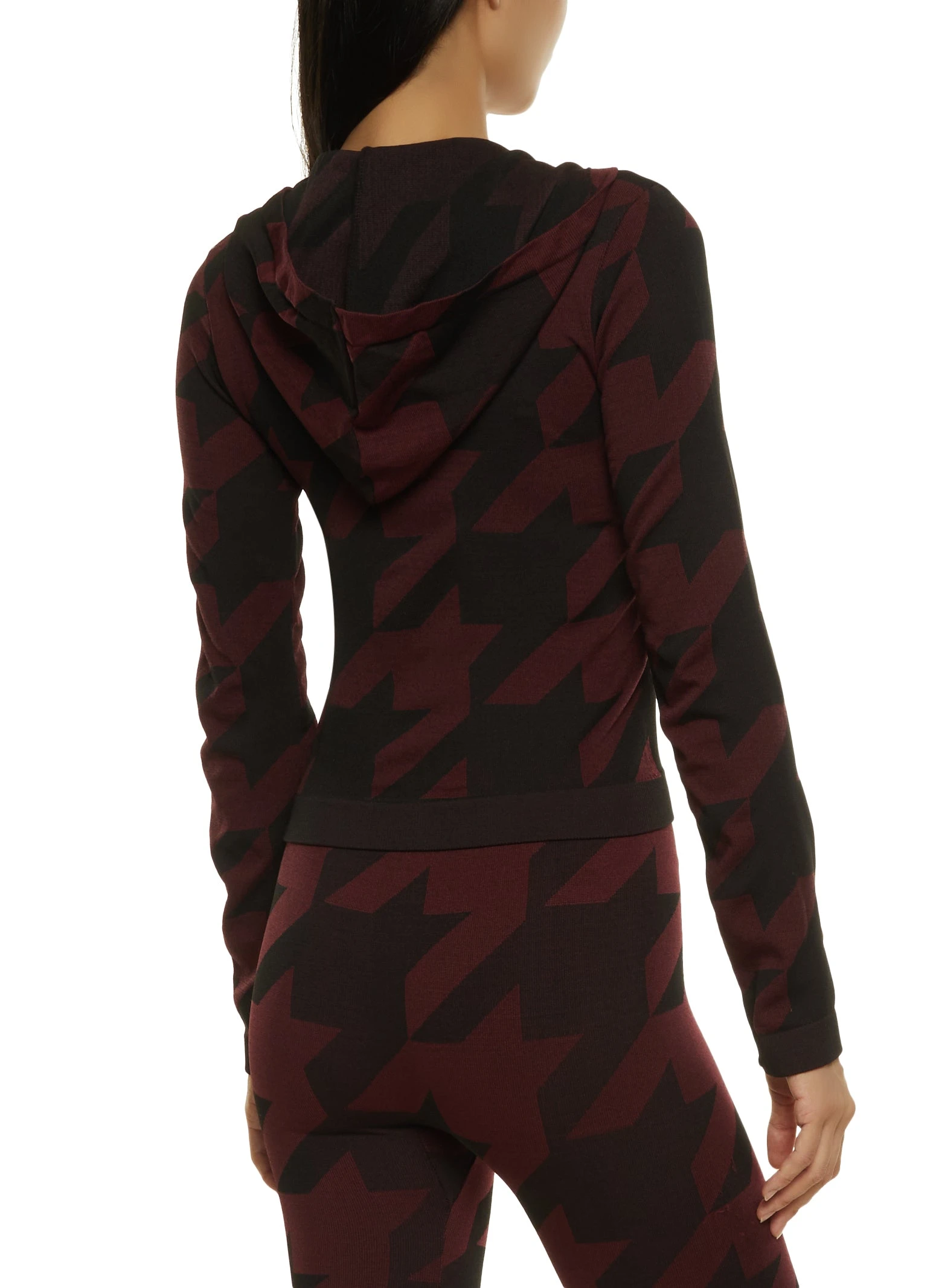 Houndstooth Zip Up Active Hoodie - Image 3