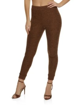 Ribbed Knit High Waist Joggers