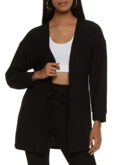 Basic Ribbed Knit Cardigan