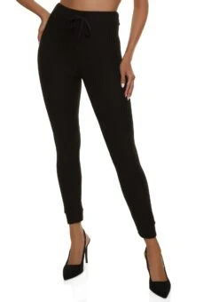 Ribbed Drawstring Leggings