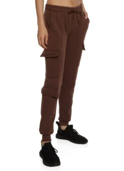 Fleece Drawstring Cargo Pocket Joggers