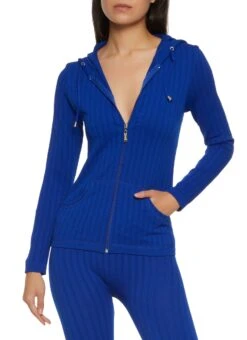 Seamless Ribbed Zip Front Hoodie