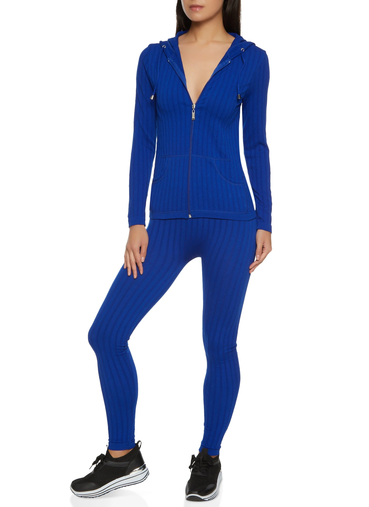 Seamless Ribbed Zip Front Hoodie - Image 2