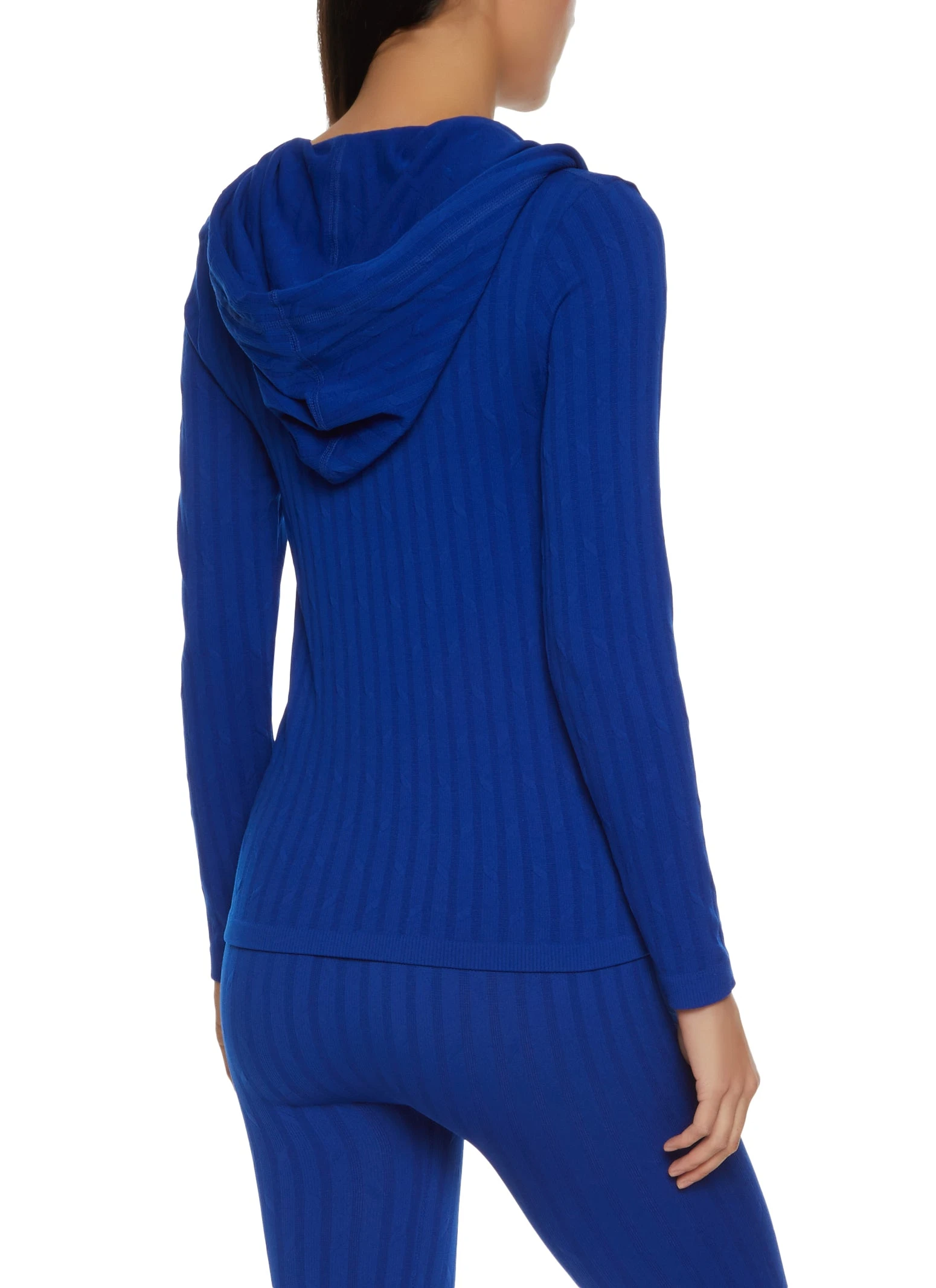 Seamless Ribbed Zip Front Hoodie - Image 3
