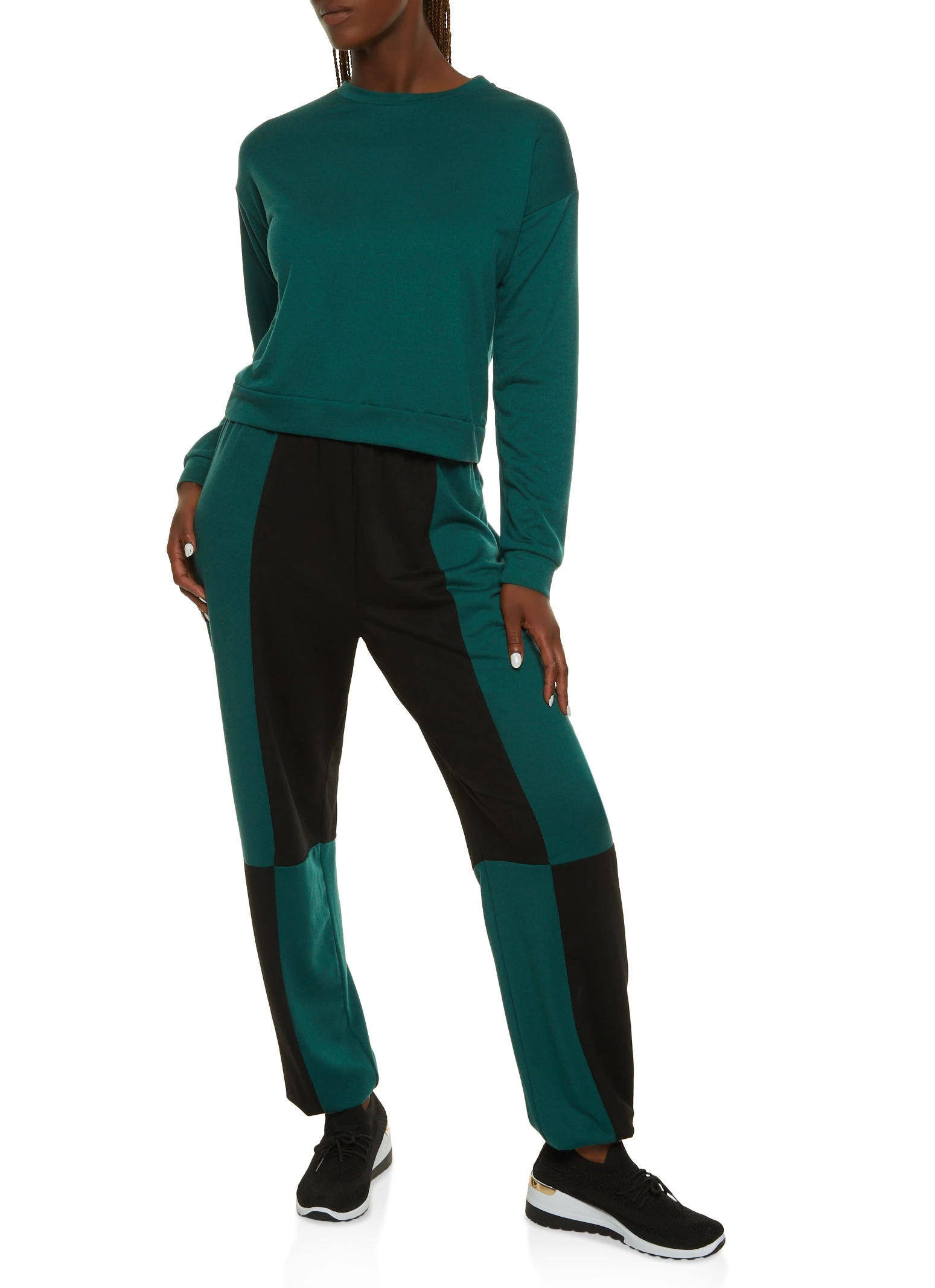 Solid Crew Neck Pullover Sweatshirt - Image 2