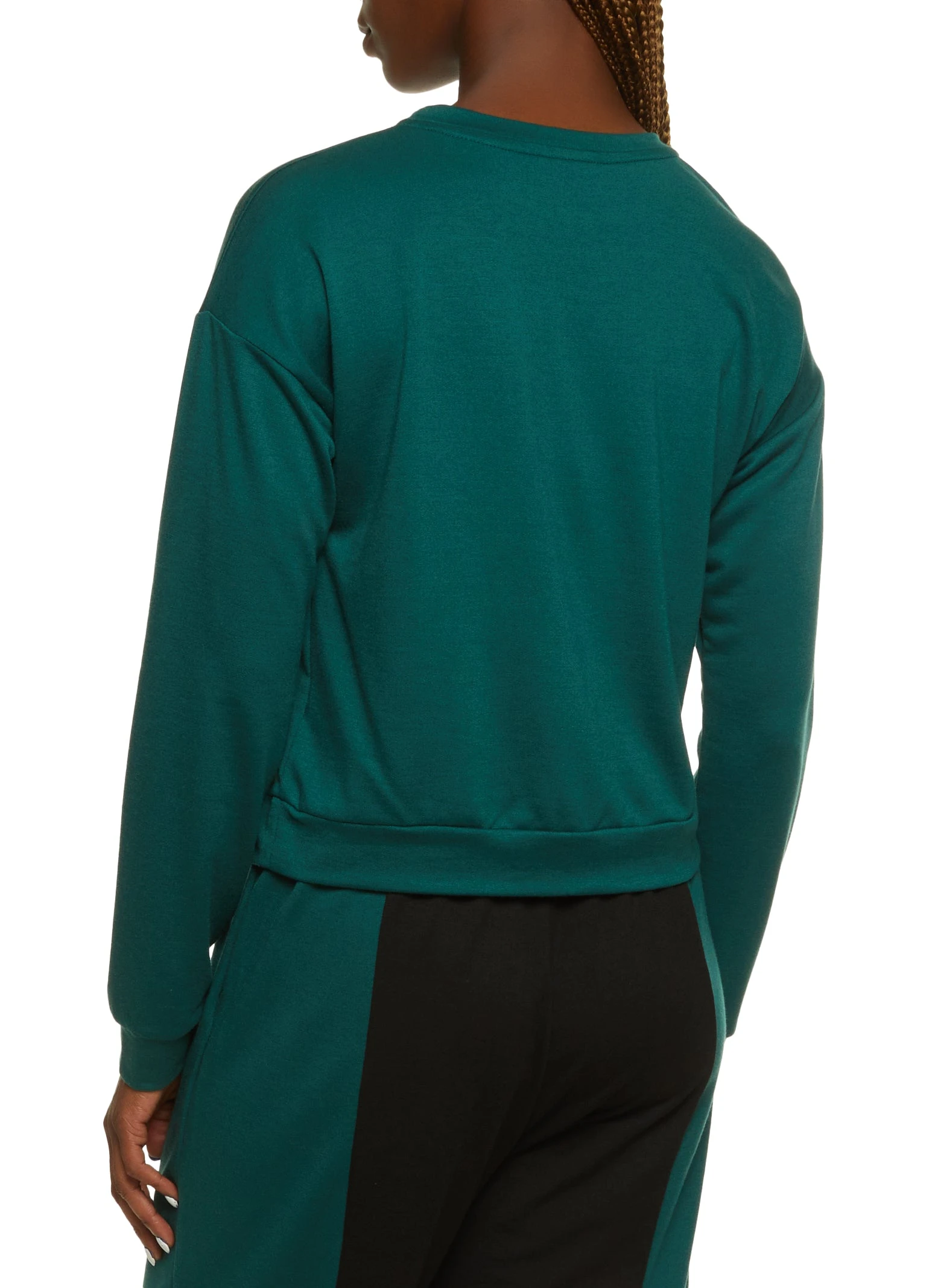 Solid Crew Neck Pullover Sweatshirt - Image 3