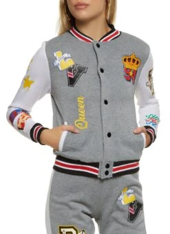 Fleece Queen Graphic Varsity Jacket