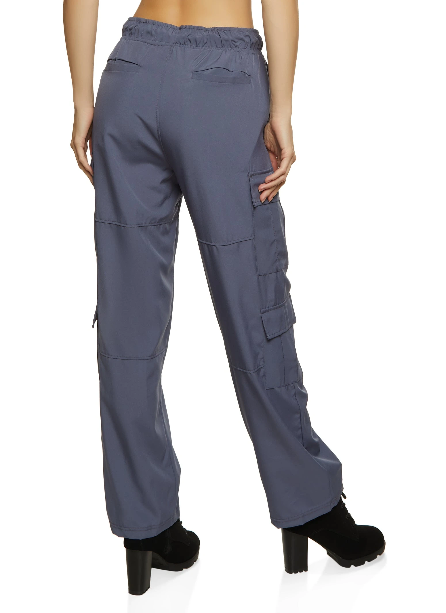 Flap Pocket Drawstring Waist Parachute Pants - Image 3