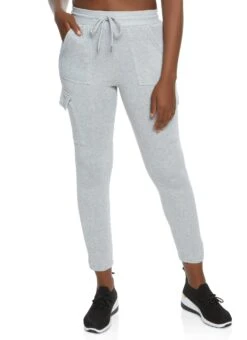 Fleece Drawstring Cargo Pocket Sweatpants