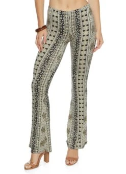 Paisley Border Print Flare Pants