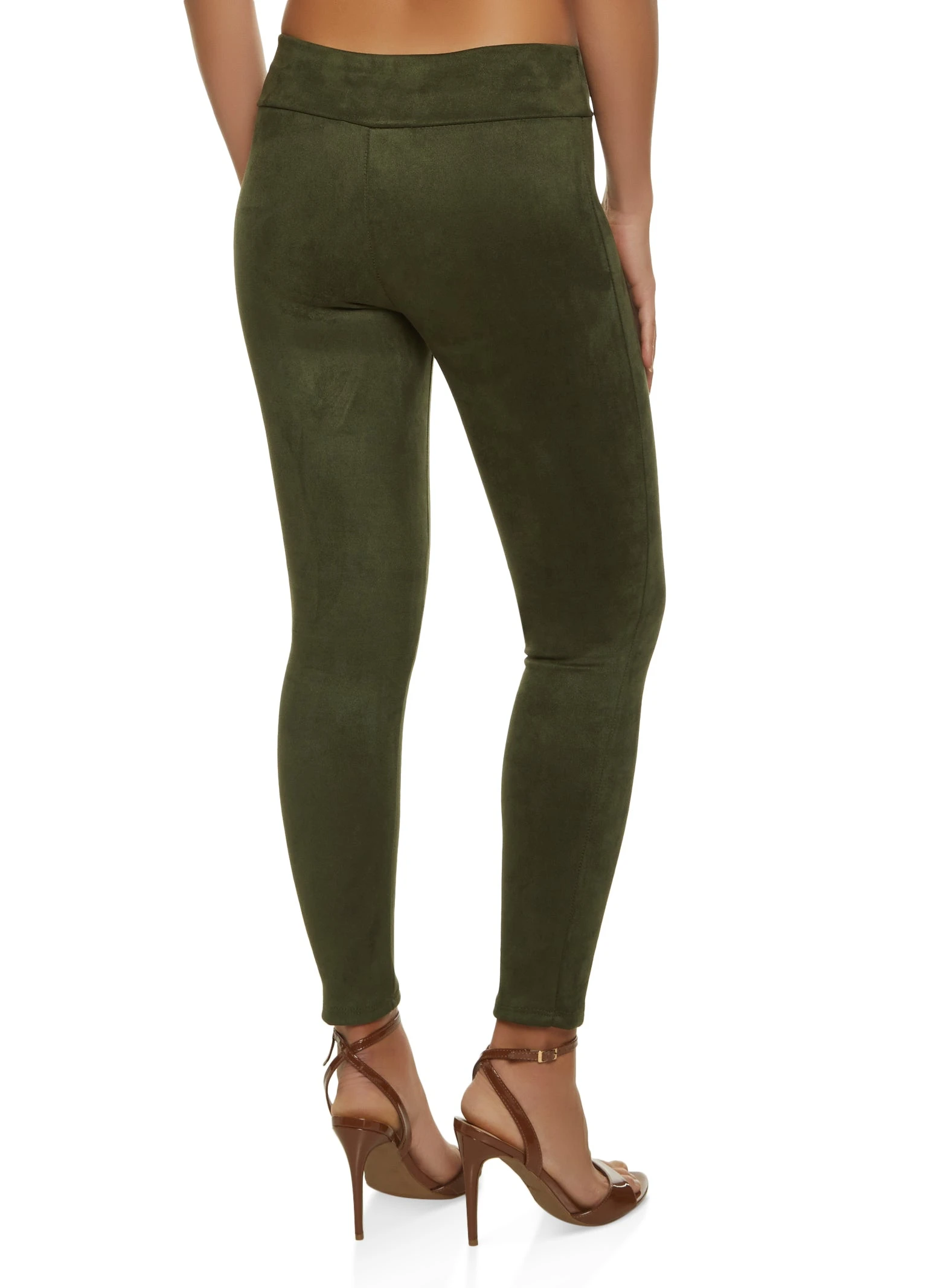 Solid Faux Suede Leggings - Image 2