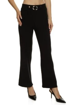 Rhinestone Detail Flared Dress Pants