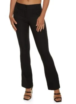 Faux Pocket Bootcut Dress Pants