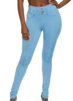 Triple Button Detail Scuba Pants