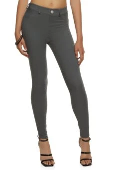 Faux Button Stretch Pants