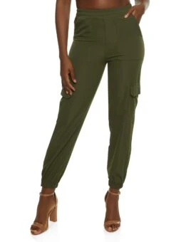 Poplin High Waist Cargo Joggers