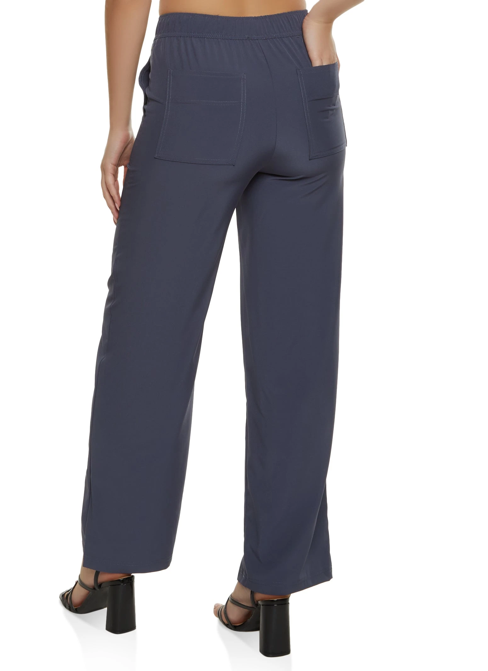 Buckle Front Cargo Pocket Wide Leg Pants - Image 2