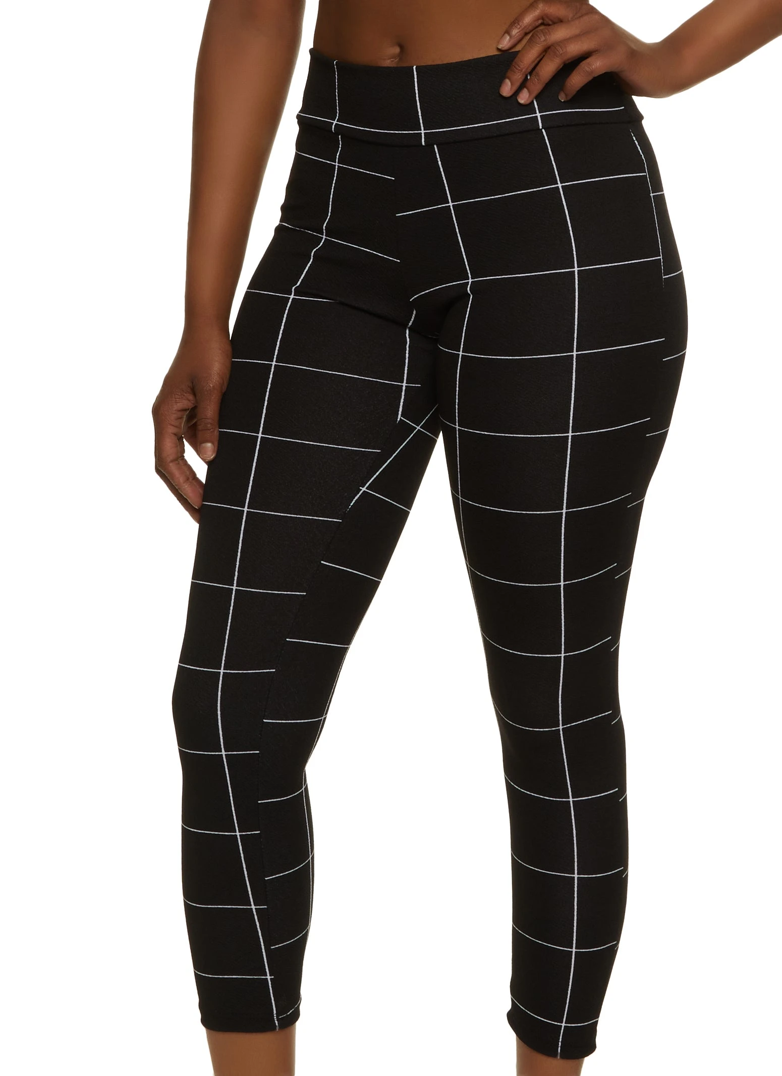 Windowpane Skinny Pants