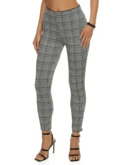Plaid Skinny Dress Pants